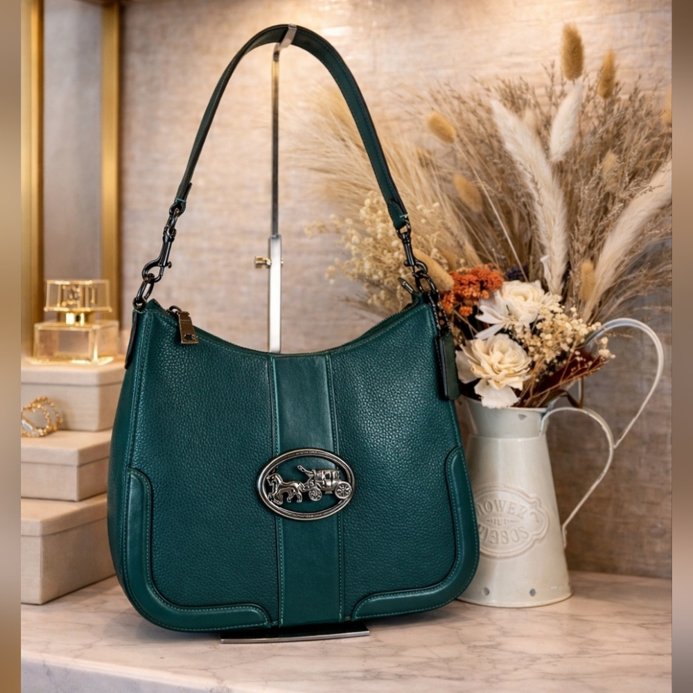 Coach Hobo Georgie Dark Hunter Green Leather‎ Hand Shoulder Bag Crossbody fall